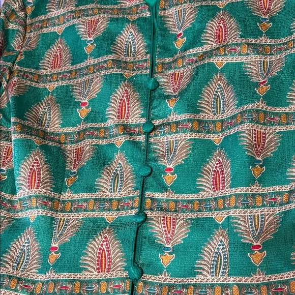 Adrianna Papell Green and Gold Jacket & Skirt Set - Picture 3 of 12